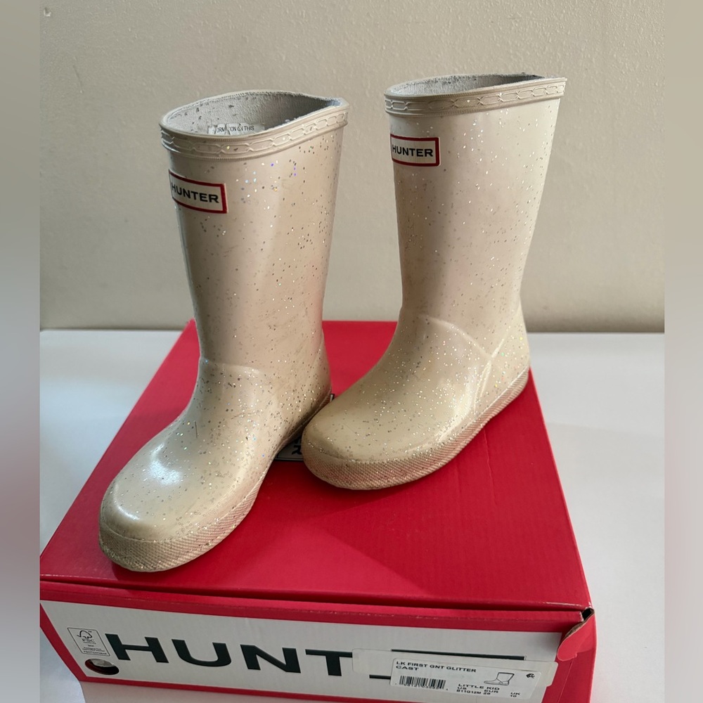 Hunter Kids Cream Glitter Rain Boots